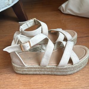 Taupe Espadrille Flatform Sandals
